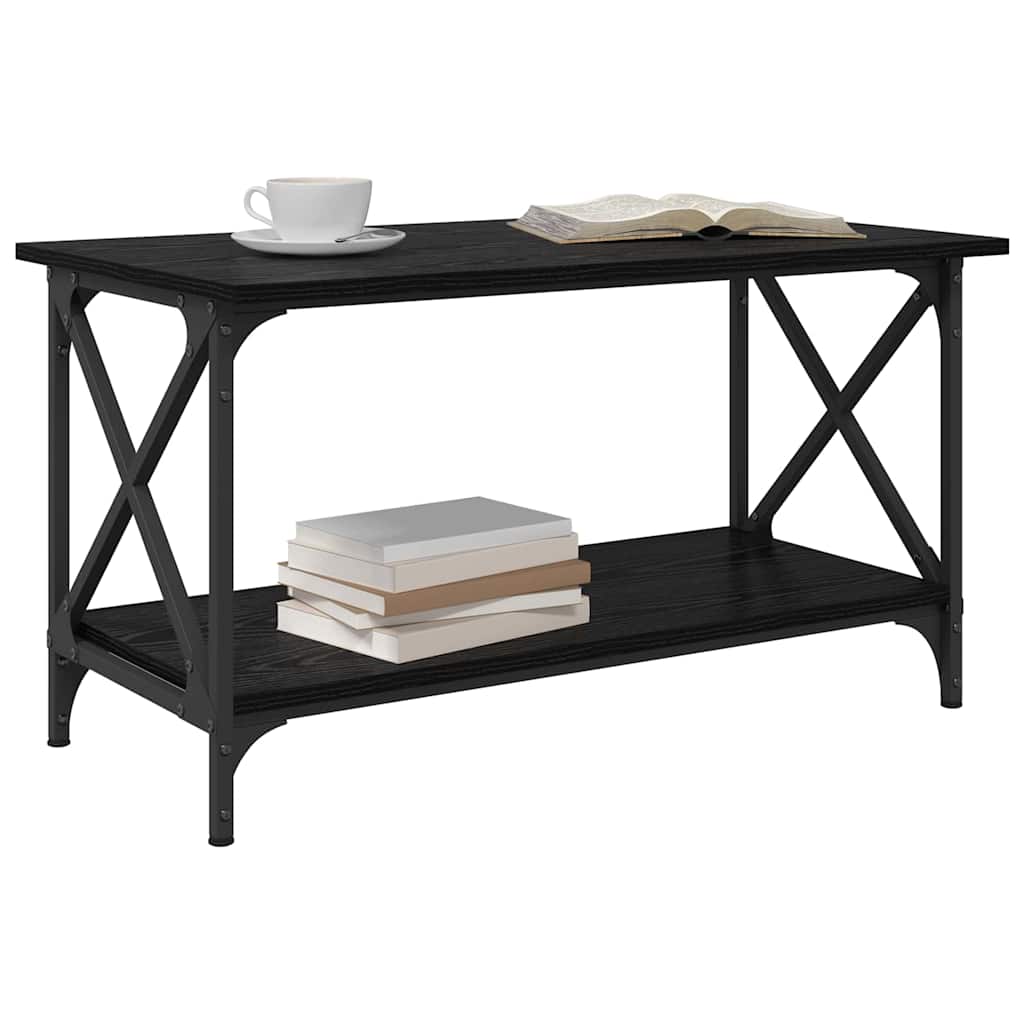 vidaXL Salontafel Zwart eiken 80 x 45 x 45.5 cm Bewerkt hout