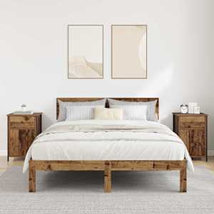 Noční skříňka se zásuvkou 2 pcs Staré dřevo 40 x 42 x 60 cm - obrázek 4