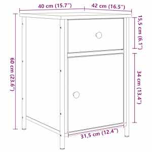 Noční skříňka se zásuvkou 2 pcs Artisanový dub 40 x 42 x 60 cm - obrázek 14