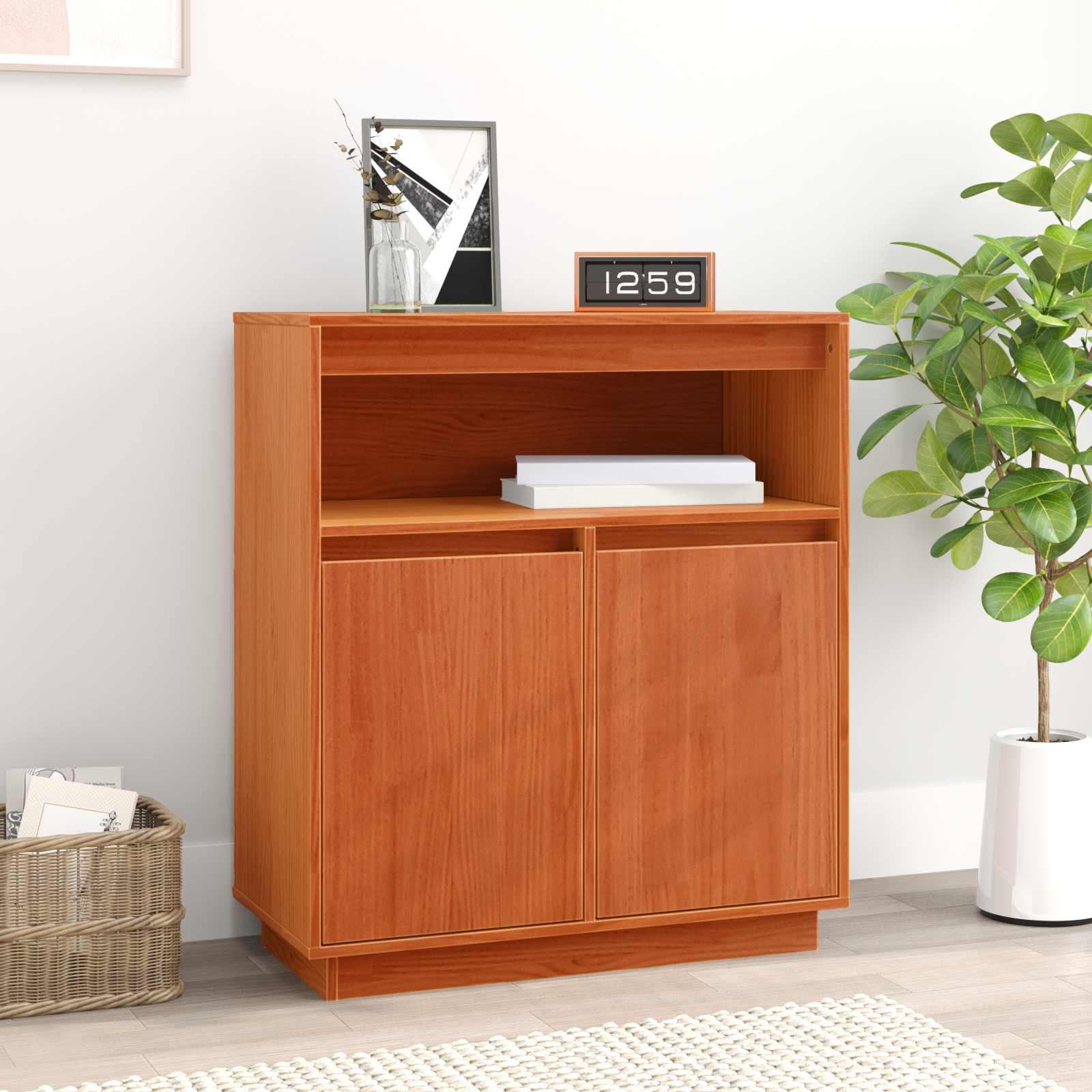vidaXL Bufet Maroniu cerat 70 x 34 x 80 cm Lemn de pin masiv