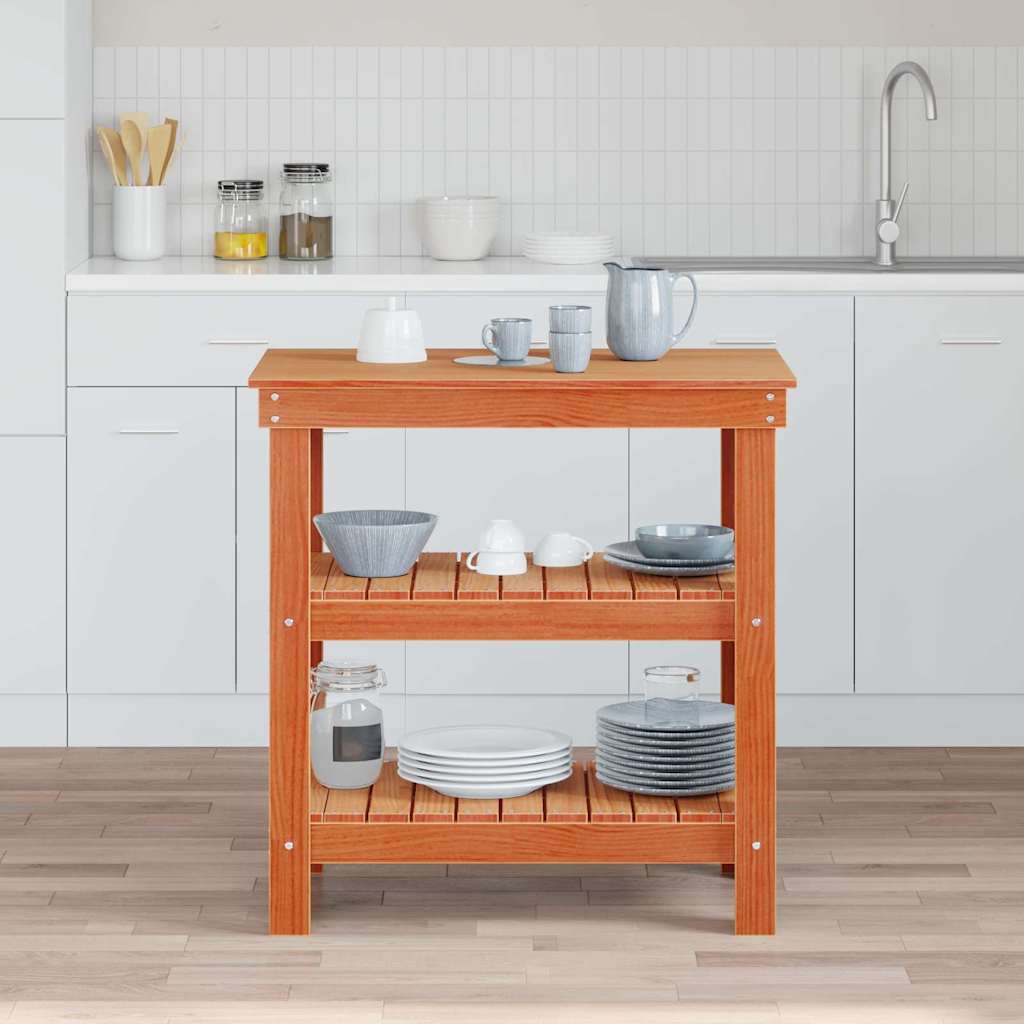 vidaXL Banc de lucru Maro ceruit 78.5 x 50 x 80 cm Lemn masiv de pin