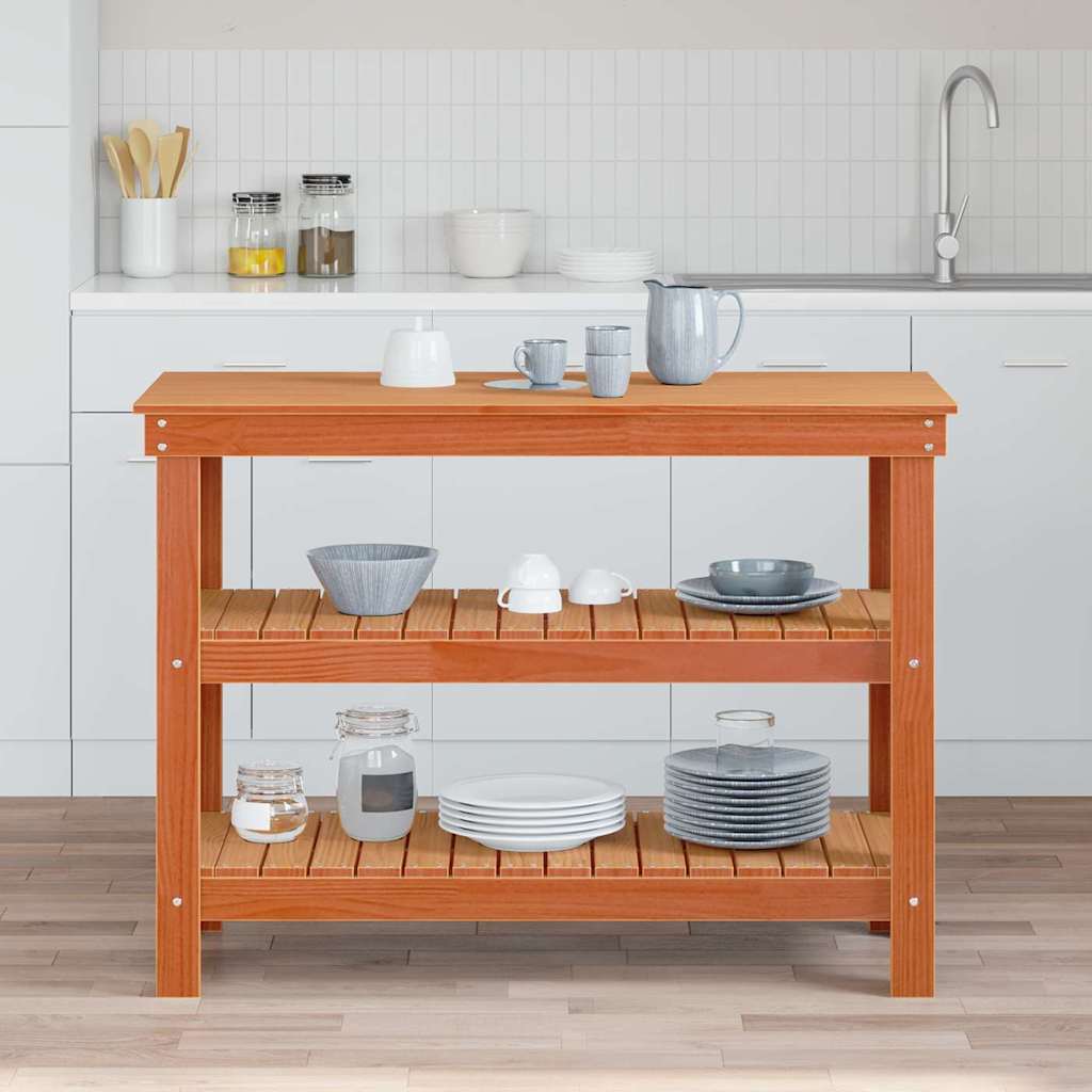 vidaXL Banc de lucru Maro ceruit 110.5 x 50 x 80 cm Lemn masiv de pin
