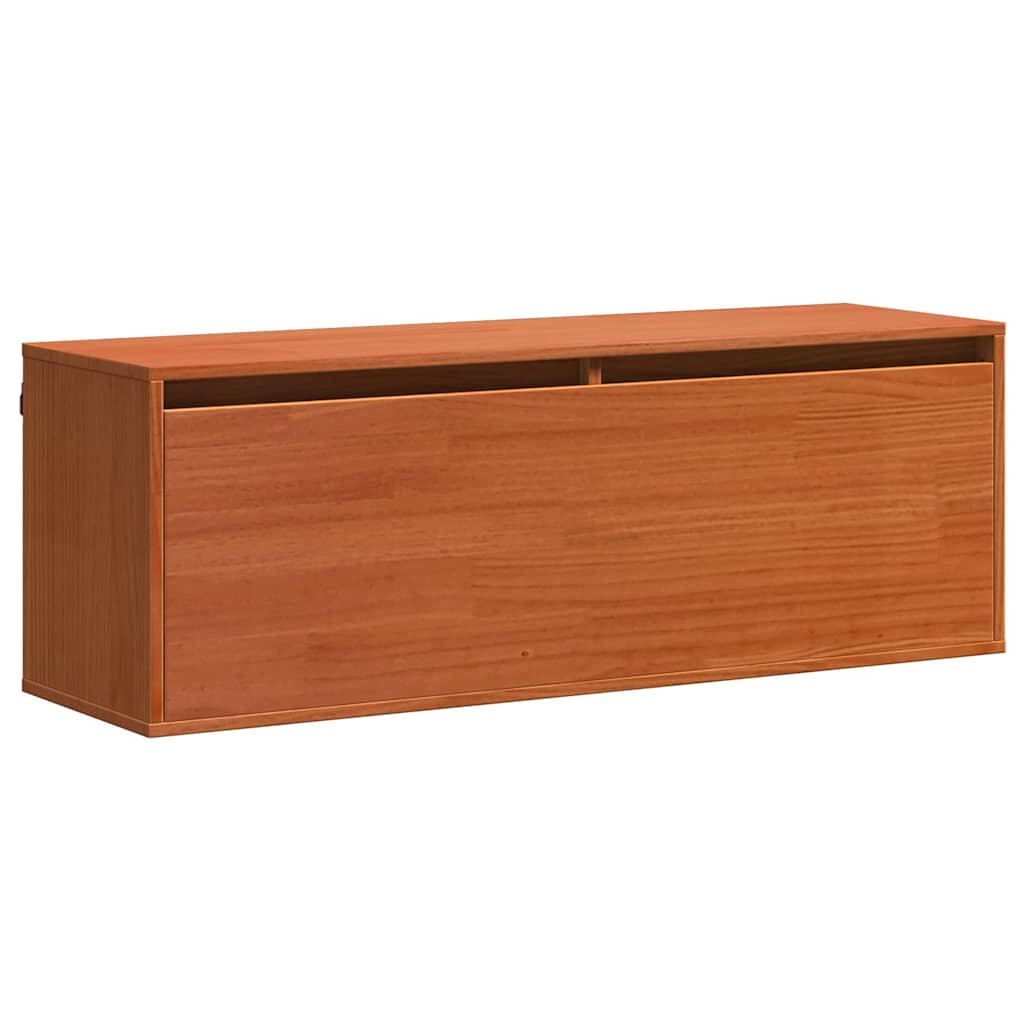  vidaXL Fali Szekrény ajtóval Viaszbarna 100 x 30 x 35 cm Tömör fenyőfa akciós termékkép 1