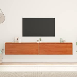 Omarica na steni s polico Voskast rjav Masivno borovo les