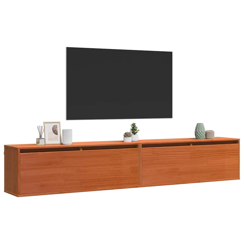 vidaXL Wandkasten 2 pcs Wasbruin 100 x 30 x 35 cm Massief grenenhout