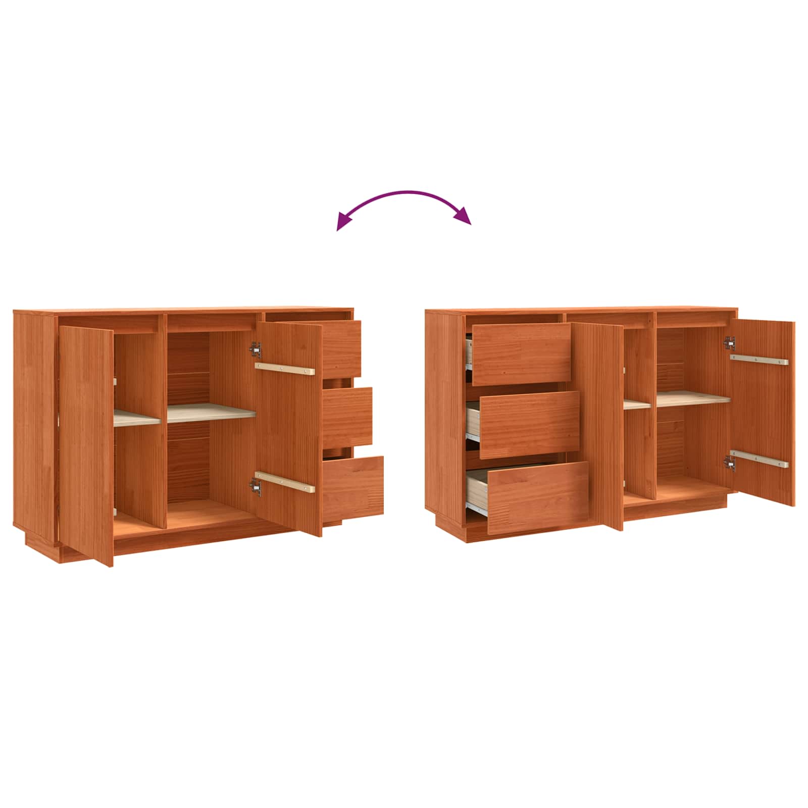 Strani šal Rjav hrast 111 x 34 x 75 cm Masivno borovo les - slika 12