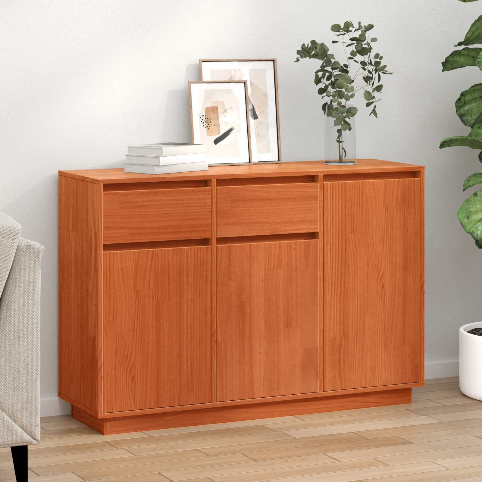 Strani šal Voskast rjav 110 x 34 x 75 cm Masivno borovo les