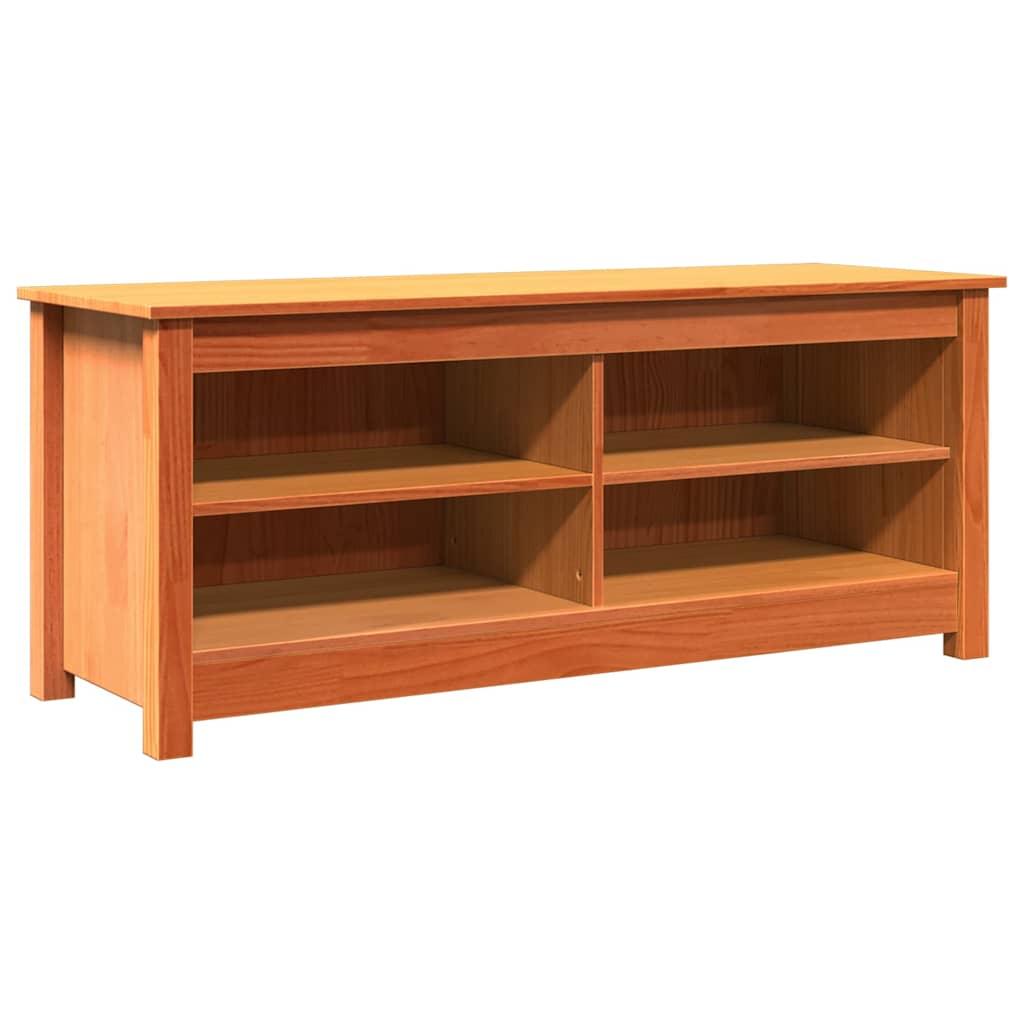 Kenkäpenkki hyllyllä Vahanruskea 110 x 38 x 45.5 cm Täysi mänty