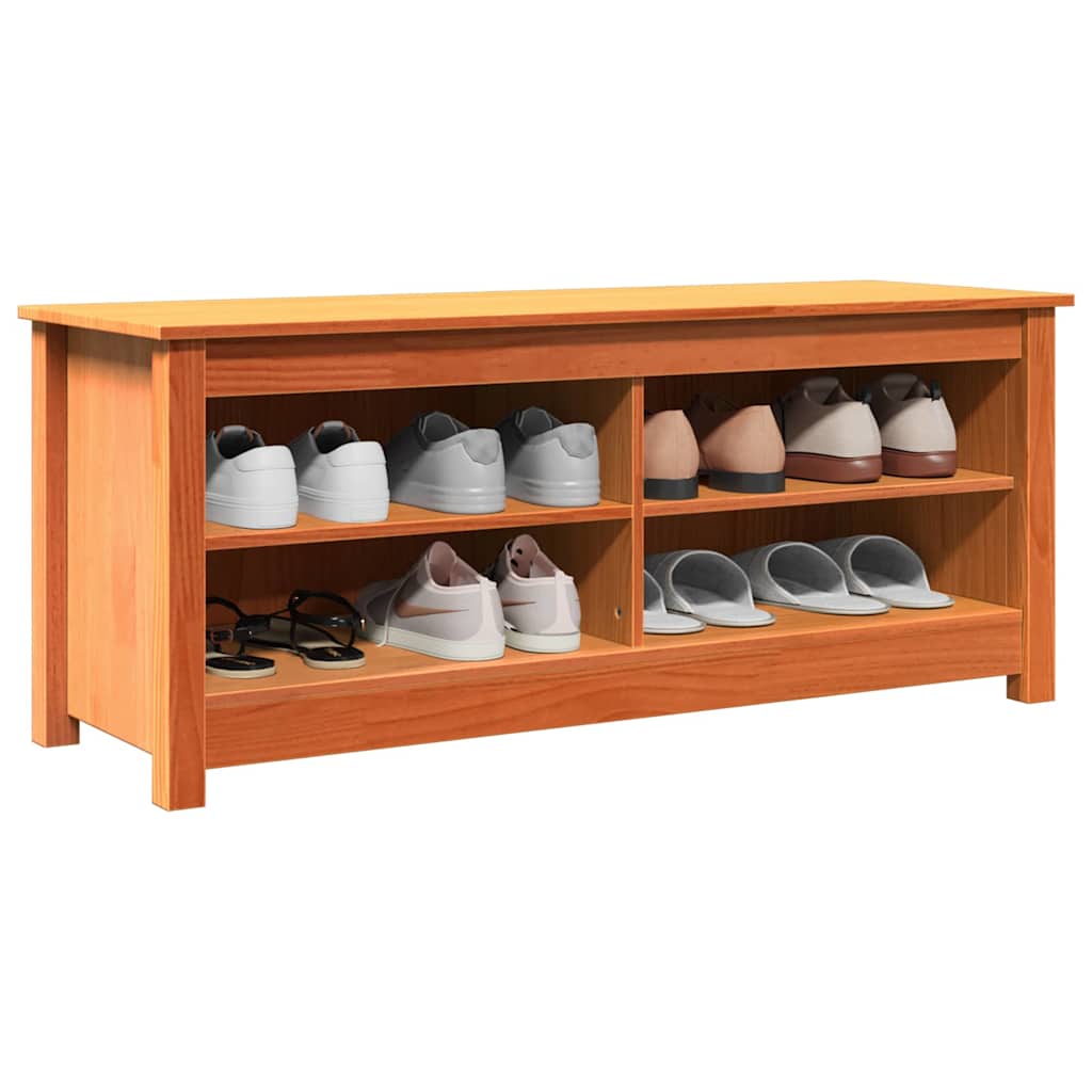 vidaXL Schoenenbank Wasbruin 110 x 38 x 45.5 cm Massief grenenhout