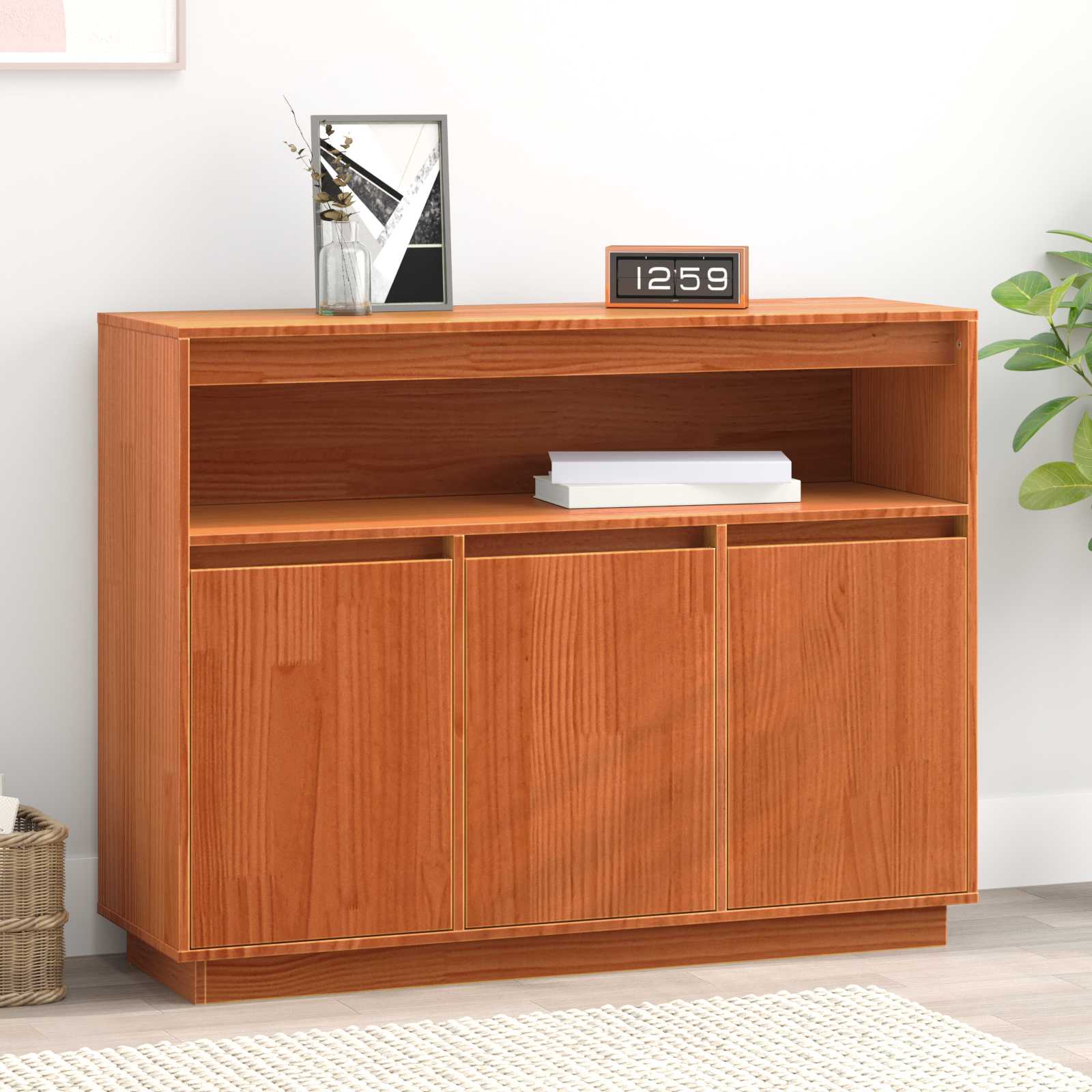 vidaXL Bufet Maroniu cerat 104,5 x 34 x 80 cm Lemn de pin masiv