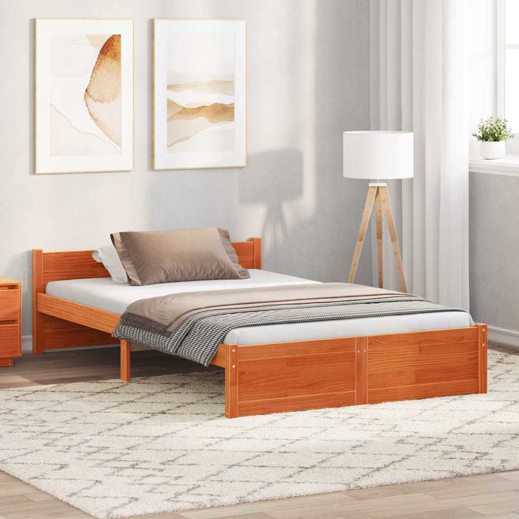 Sengestel Gyldenbrun 135 x 190 cm Massivt fyrretræ