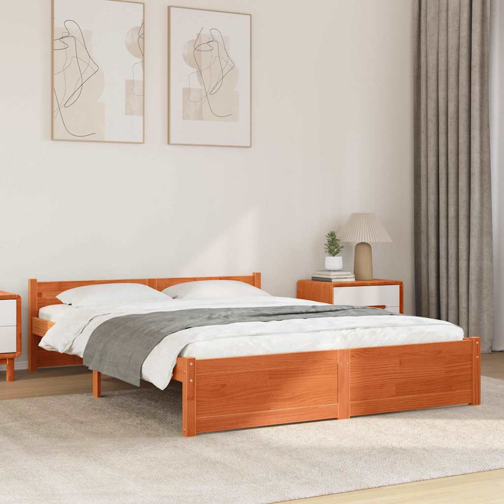 Bedframe Wasbruin 140 x 190 cm Massief grenenhout