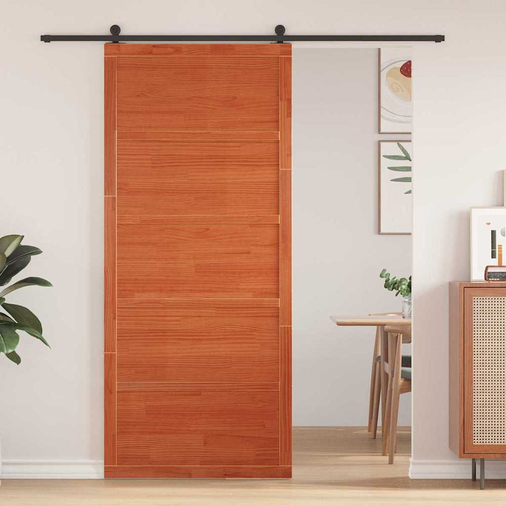 Barn Door Wax Brown 80x208 cm Solid Wood Pine