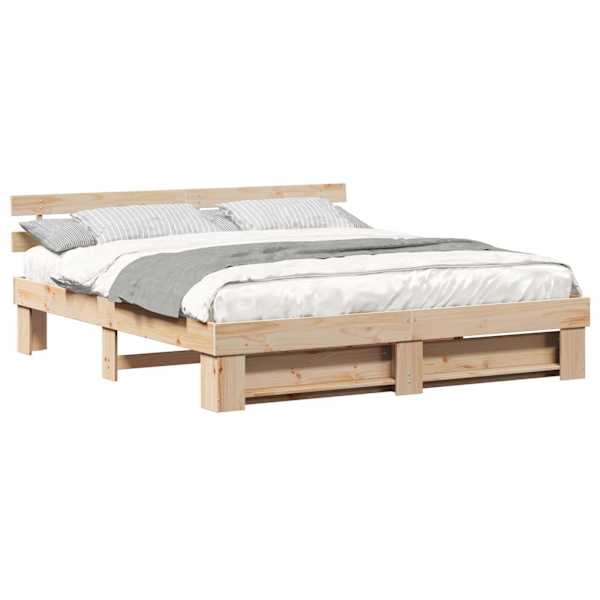 vidaXL Voodi raam peaga Pruun 200 x 200 cm Tahke m&auml;nd