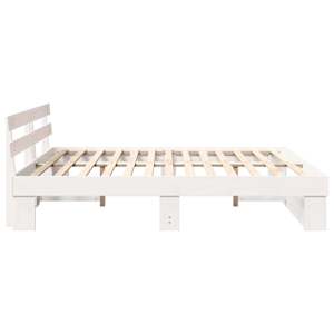 Rám postele s čelo Bílá 200 x 200 cm Masivní borové dřevo - obrázek 6