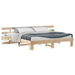 vidaXL Voodi raam peaga Pruun 200 x 200 cm Tahke m&auml;nd