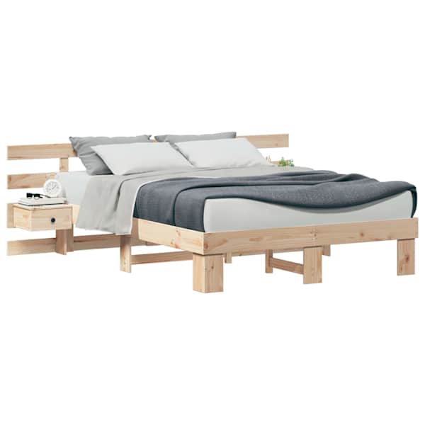 vidaXL Voodi raam peaga Pruun 150 x 200 cm Tahke m&auml;nd