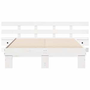 Rám postele s čelo Bílá 120 x 200 cm Masivní borové dřevo - obrázek 5