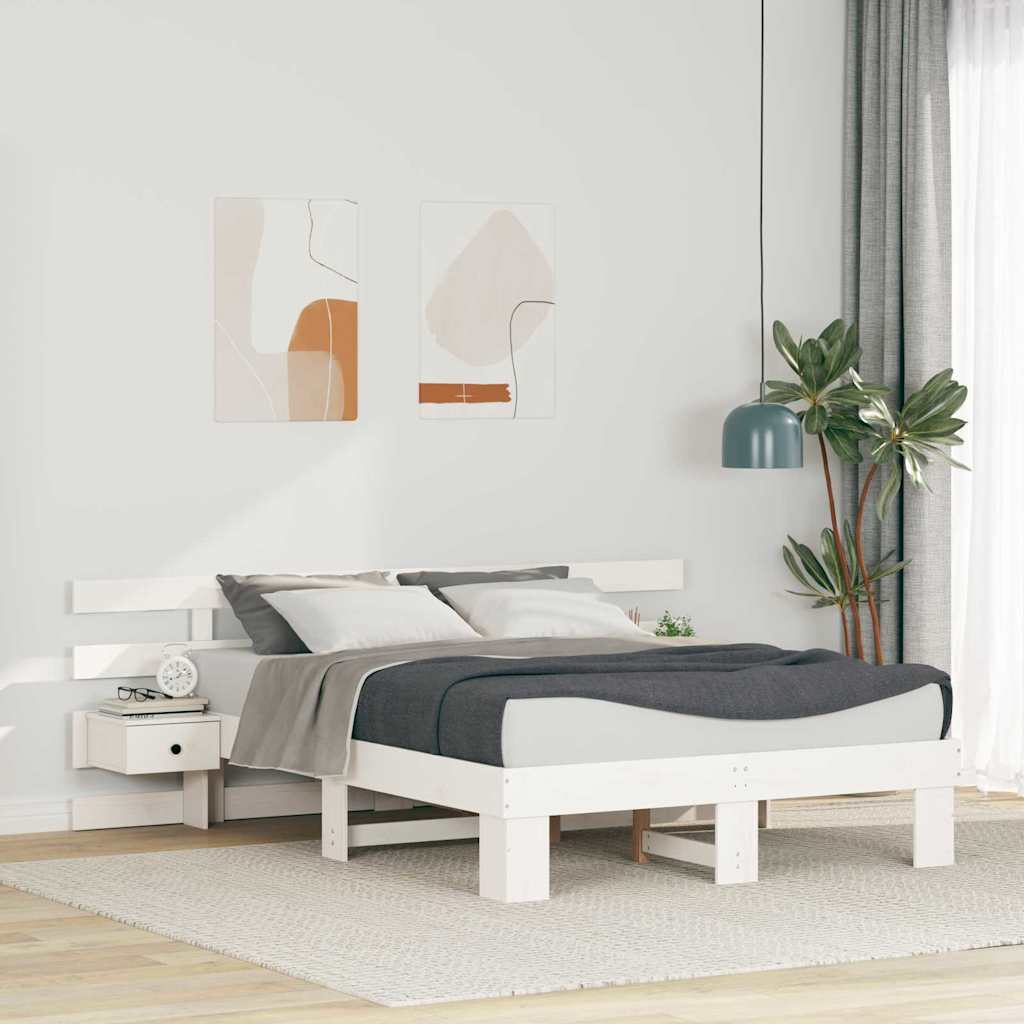 Bedframe met lade Wit 120 x 190 cm Massief hout