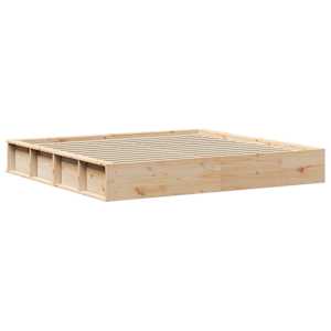 Rám postele Hnědá 200 x 200 cm Masivní borové dřevo - obrázek 7
