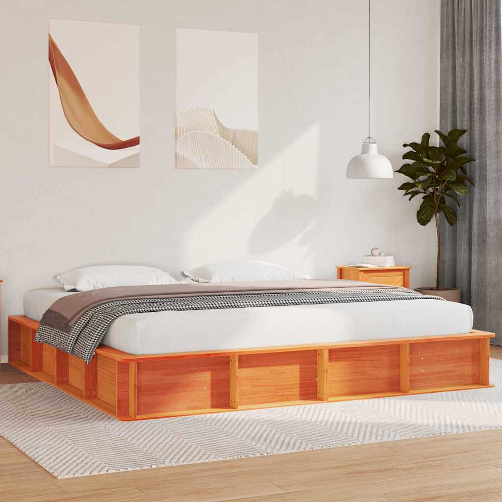 Voodiraam Tõstetava Ladustamisega Vahakollane 180x200 cm Kindlast Puidust Mänd