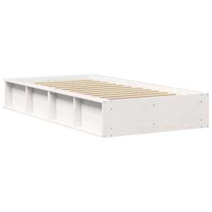 Rám postele Bílá 100 x 200 cm Masivní borové dřevo - obrázek 7
