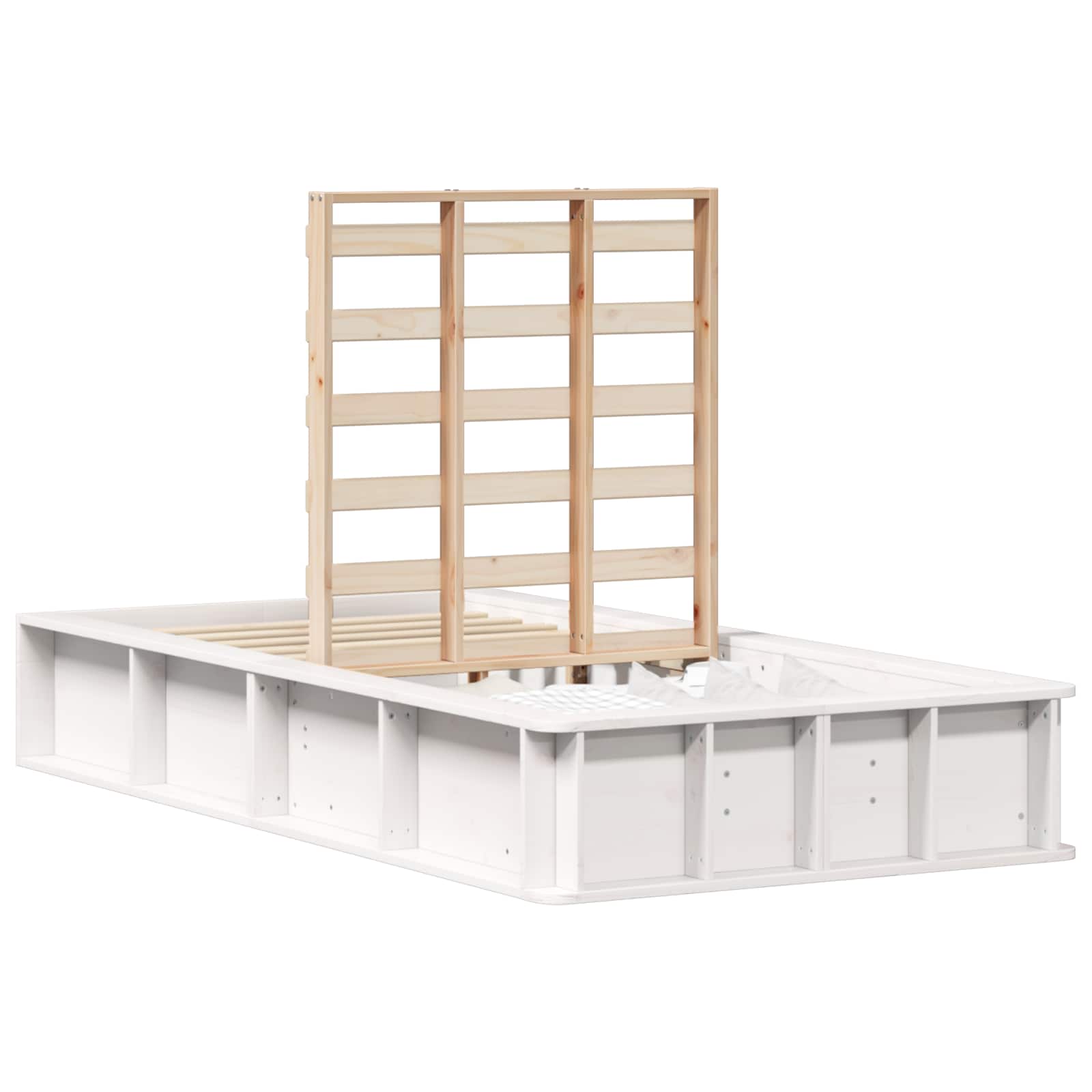 Thumbnail - vidaXL Bettrahmen Weiß 90 x 200 cm Massives Kiefernholz