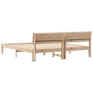 Rám postele s čelo Hnědá 200 x 200 cm Masivní borové dřevo - obrázek 7