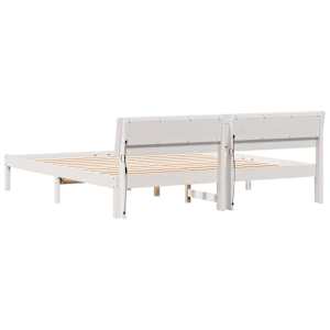 Rám postele s čelo Bílá 200 x 200 cm Masivní borové dřevo - obrázek 7
