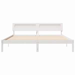 Rám postele s čelo Bílá 200 x 200 cm Masivní borové dřevo - obrázek 5