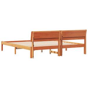 Rám postele s čelo Hnědá 200 x 200 cm Masivní borové dřevo - obrázek 7