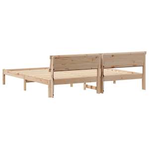Rám postele s čelo Hnědá 200 x 200 cm Masivní borovicové dřevo - obrázek 7