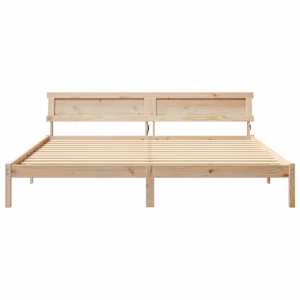 Rám postele s čelo Hnědá 200 x 200 cm Masivní borovicové dřevo - obrázek 5