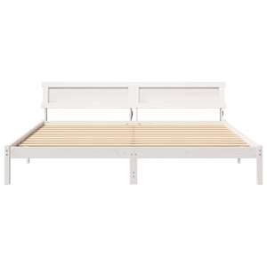 Rám postele s čelo Bílá 200 x 200 cm Masivní borové dřevo - obrázek 5