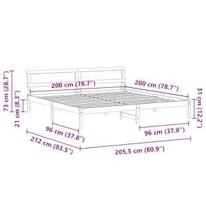 Rám postele Voskově hnědá 200 x 200 cm Masivní borové dřevo - obrázek 11