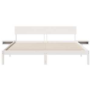 Rám postele s čelo Bílá 200 x 200 cm Masivní borové dřevo - obrázek 5