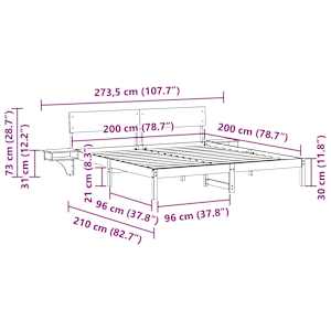 Rám postele s čelo Bílá 200 x 200 cm Masivní borové dřevo - obrázek 11