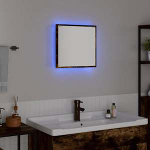 LED koupelnové zrcadlo Nástěnný Kouřový dub 40 x 37 x 8.5 cm - obrázek 4