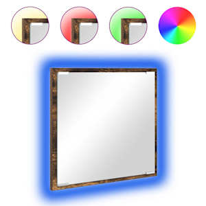 LED koupelnové zrcadlo Nástěnný Kouřový dub 40 x 37 x 8.5 cm - obrázek 3