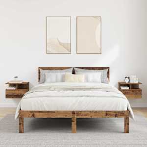 Závěsný noční stolek Nástěnný 2 pcs Staré dřevo 40 x 31 x 28 cm - obrázek 1