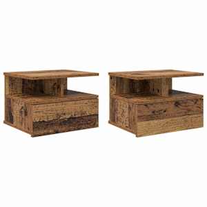 Závěsný noční stolek Nástěnný 2 pcs Staré dřevo 40 x 31 x 28 cm - obrázek 2