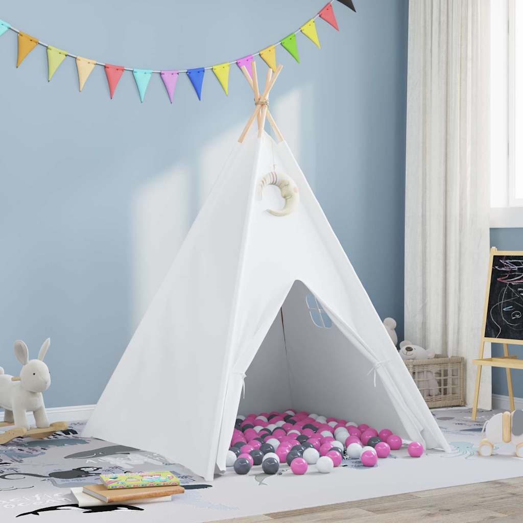 Tente Teepee Blanc, gris, rose Large Toile en coton