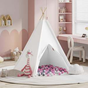 Teepee stan Bílá 120 x 120 x 150 cm Textil a Plast - obrázek 4