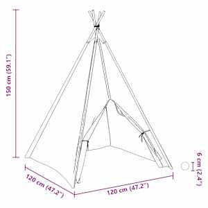 Teepee stan Bílá 120 x 120 x 150 cm Textil a Plast - obrázek 10