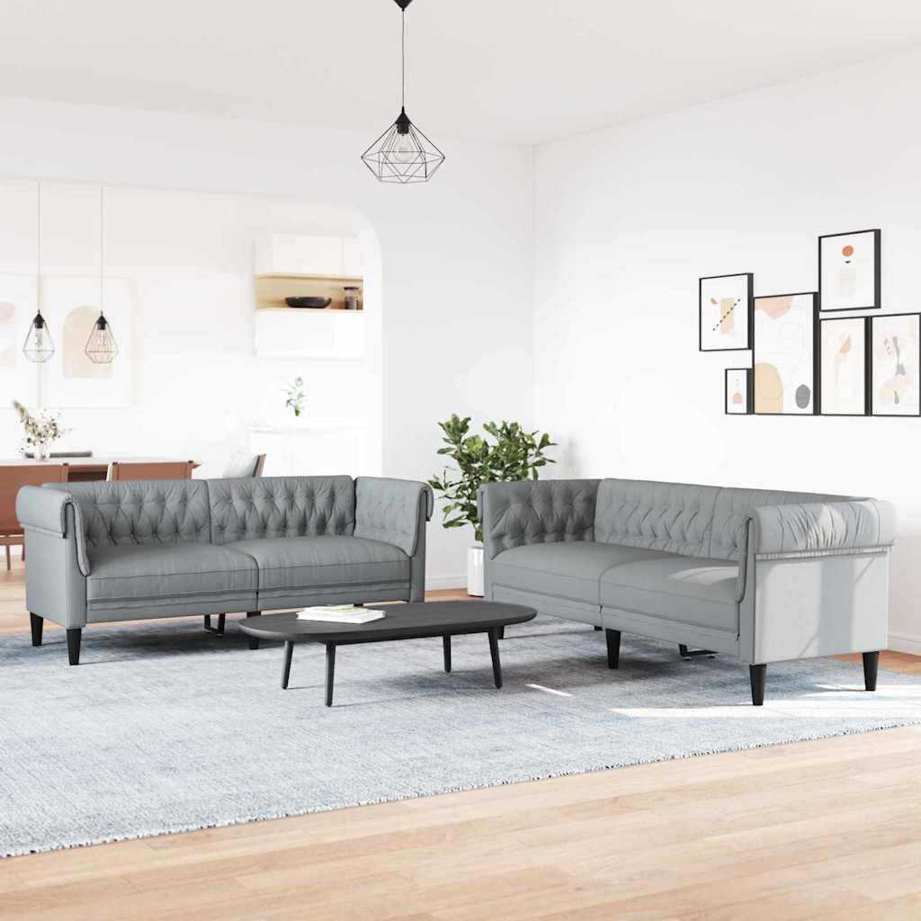 vidaXL Sofa Set Hellgrau Stoff