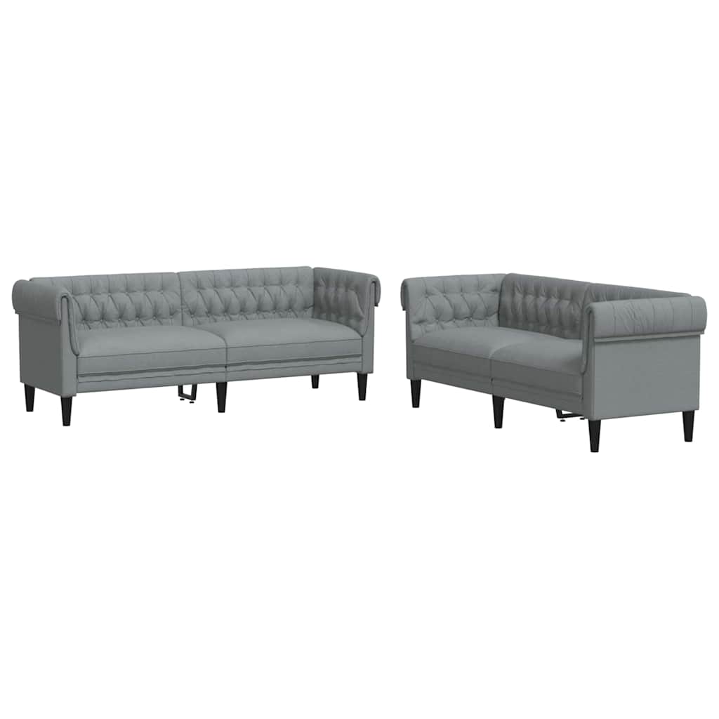 Thumbnail - vidaXL Sofa Set Hellgrau Stoff