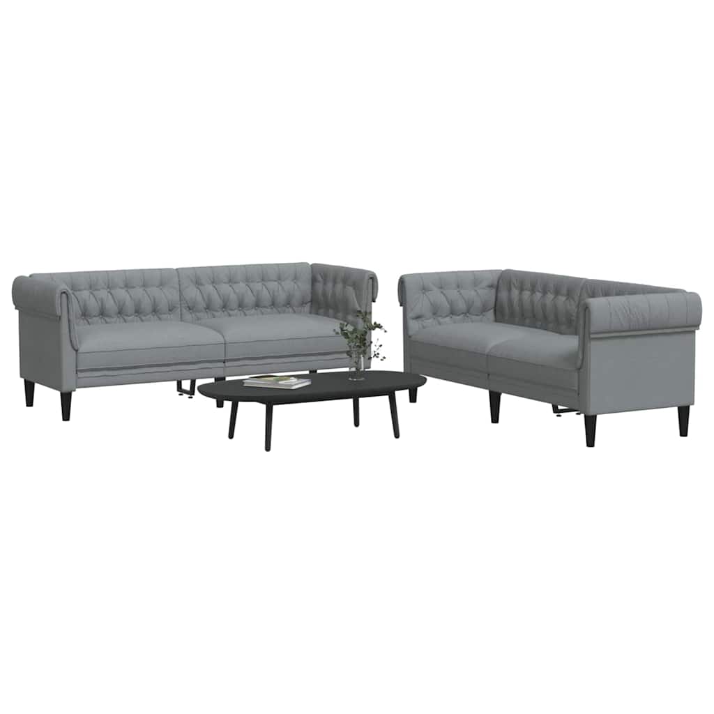 vidaXL Bankstel 2 pcs Lichtgrijs Stof