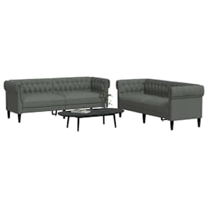 Pohovka do obývacího pokoje 2 pcs Tmavě šedá textil - obrázek 3