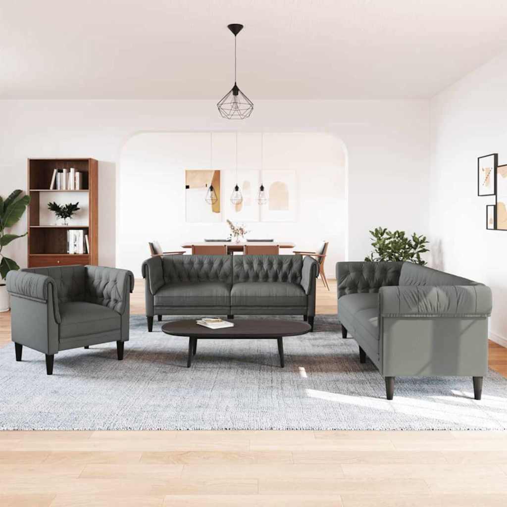 vidaXL Sofa Set Dunkelgrau Stoff
