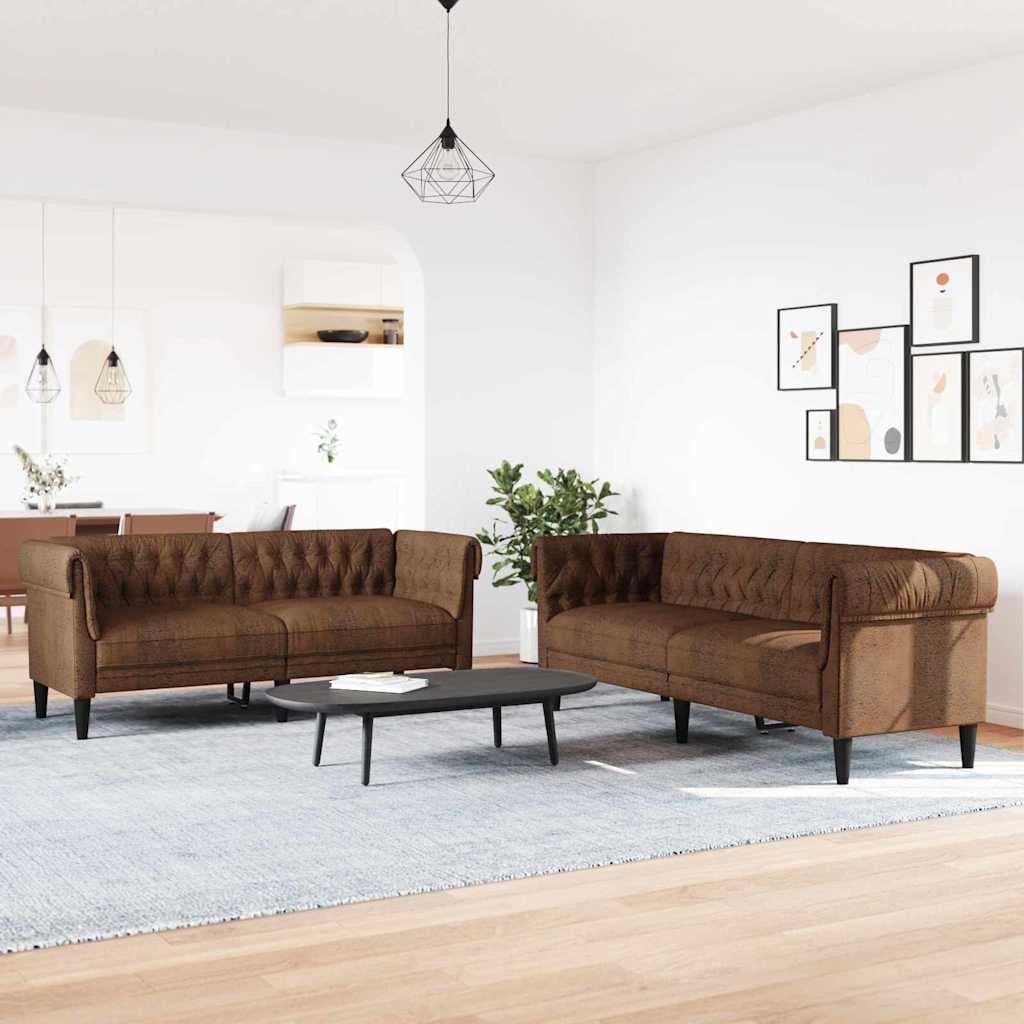 vidaXL Sofa Set 2 pcs Braun 201,5 x 74,5 x 74,5 cm Stoff
